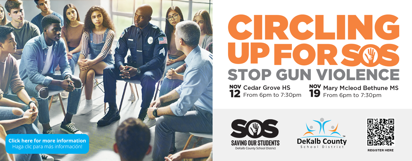 Circling up for SOS, Stop Gun Violence.  At Cedar Grove High School on November 12th form 6 pm - 7:30 pm